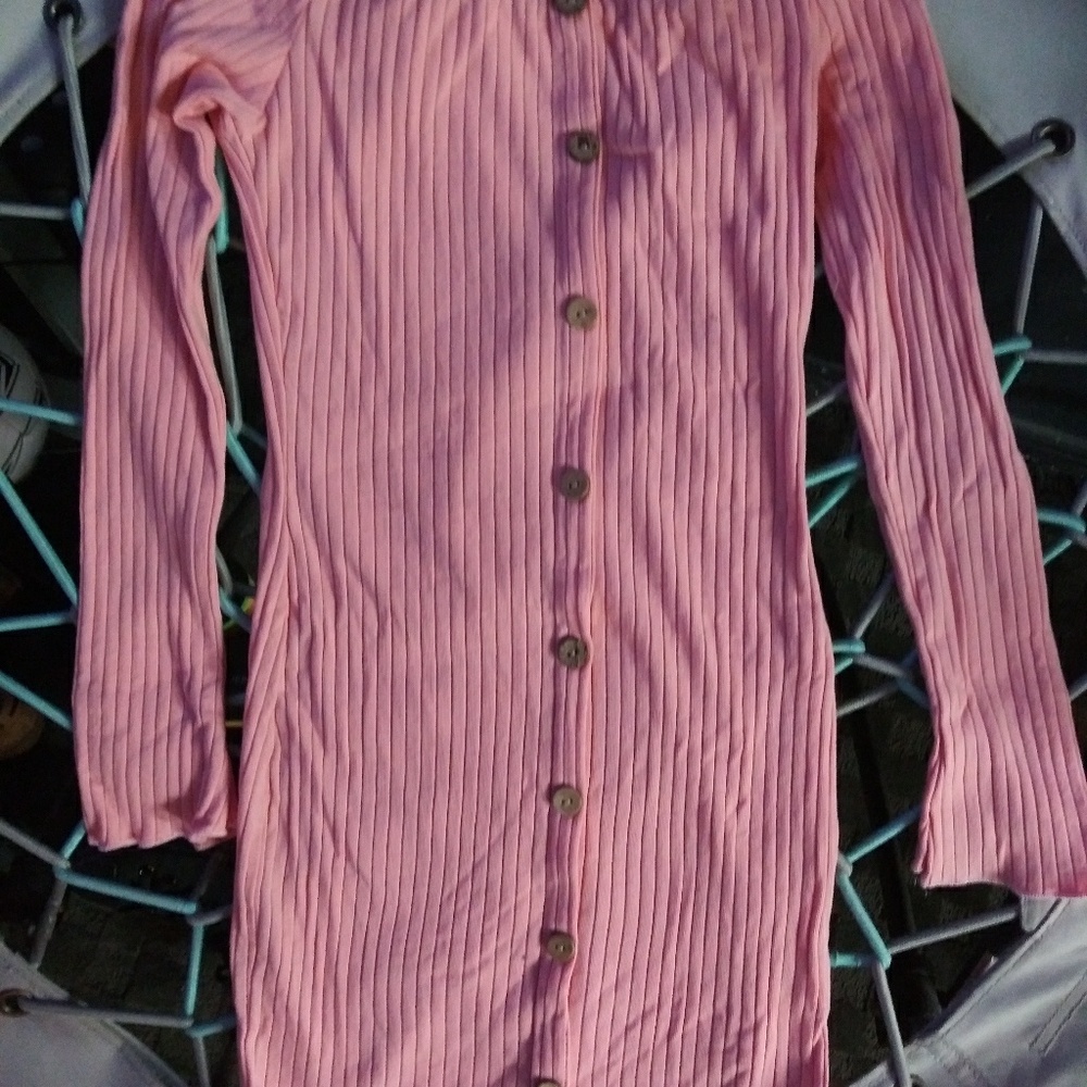 Tight Pink Button Down Dress Size Medium - Picture 4 of 5